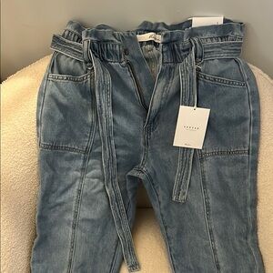 Paper-bag, jogger style jeans